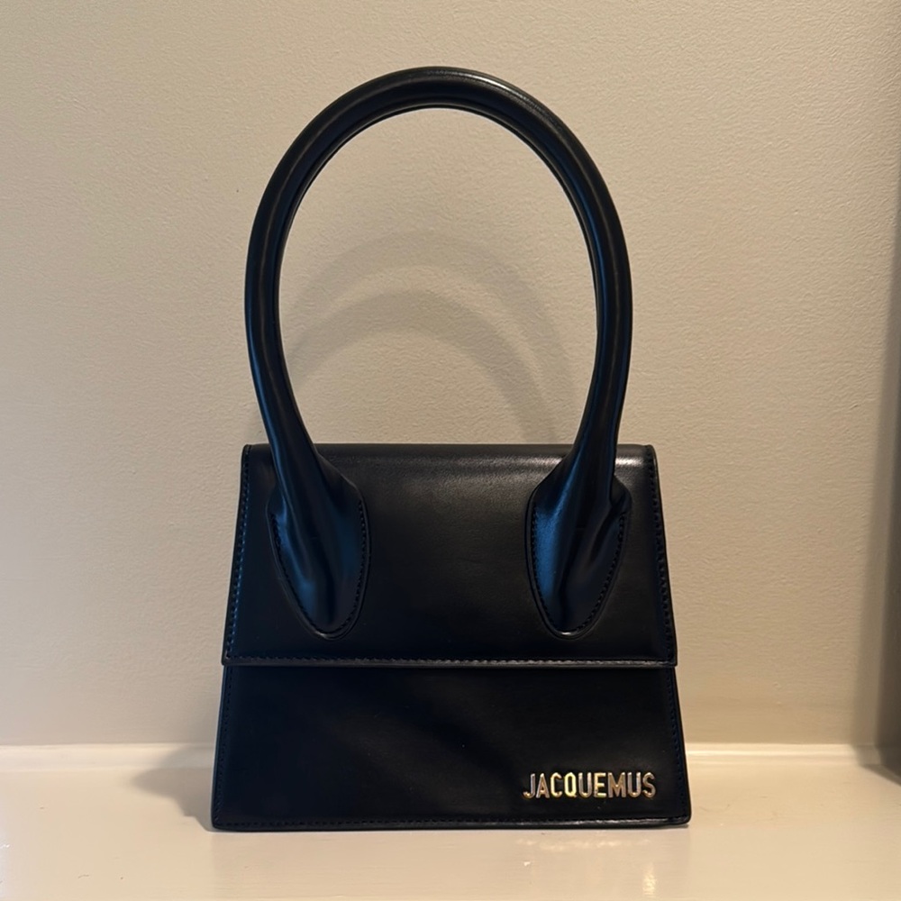 Jacquemus Black Mini Bag with Structured Shape and Curved Handle